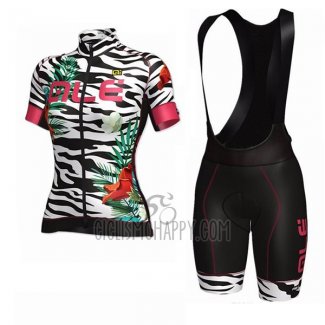 ALE Flowers Cycling Jersey Bib Short 2017 Women Short Sleeve White and Black