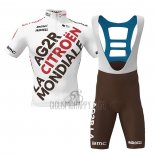 Ag2r Citroen Team Cycling Jersey Bib Short 2022 Short Sleeve White Marron