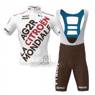 Ag2r Citroen Team Cycling Jersey Bib Short 2022 Short Sleeve White Marron