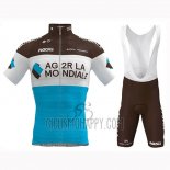 Ag2r La Mondiale Cycling Jersey Bib Short 2019 Short Sleeve Marron White Blue