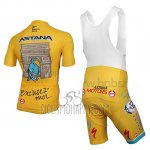 Astana Cycling Jersey Bib Short 2014 Short Sleeve Yellow