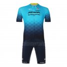 Astana Qazaqstan Team Cycling Jersey Bib Short 2023 Short Sleeve Deep Blue