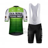 Caja Rural Cycling Jersey Bib Short 2020 Men Short Sleeve White Green