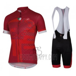 Castelli Cycling Jersey Bib Short 2016 Men Short Sleeve Red and White
