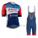 Direct Energie Cycling Jersey Bib Short 2021 Men Short Sleeve Blue Red White