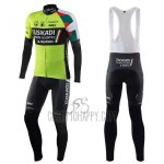Euskadi Cycling Jersey Bib Tight 2017 Men Long Sleeve Black and Green