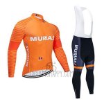 Euskadi Murias Cycling Jersey Bib Tight 2020 Men Long Sleeve Orange