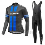 Giant Cycling Jersey Bib Tight 2016 Men Long Sleeve Black and Blue