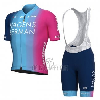 Hagens Berman Axeon Cycling Jersey Bib Short 2022 Men Short Sleeve Fuchsia Sky Blue