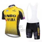 Jumbo Visma Cycling Jersey Bib Short 2019 Short Sleeve Yellow Black