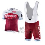 Katusha Alpecin Cycling Jersey Bib Short 2017 Short Sleeve Red and White