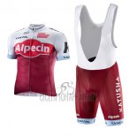 Katusha Alpecin Cycling Jersey Bib Short 2017 Short Sleeve Red and White
