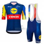 Lidl-trek Cycling Jersey Bib Short 2023 Short Sleeve Blue Yellow