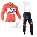 Lotto Soudal Cycling Jersey Bib Tight 2019 Long Sleeve Orange White