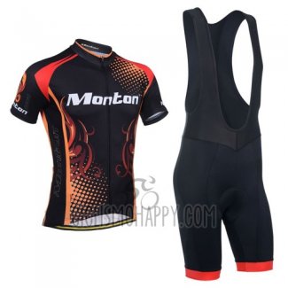 Monton Cycling Jersey Bib Short 2014 Men Short Sleeve Red and Orange