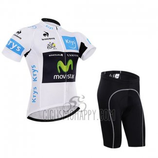 Movistar Lider Cycling Jersey Bib Short 2015 Men Short Sleeve White