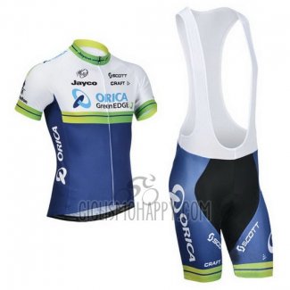 Orica GreenEDGE Cycling Jersey Bib Short 2014 Short Sleeve White and Blue