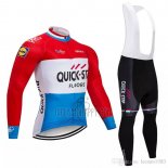 Quick Step Floor Cycling Jersey Bib Tight 2018 Long Sleeve Quick Step Floors Red White Blue