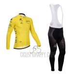 Tour de France Cycling Jersey Bib Tight 2014 Men Long Sleeve Yellow