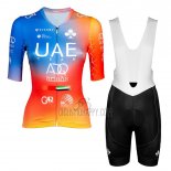 UAE Team Emirates Cycling Jersey Bib Short 2023 Short Sleeve Orange Sky Blue