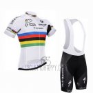 UCI Mondo Campione Lider Cycling Jersey Bib Short 2016 Men Short Sleeve Quick Step White