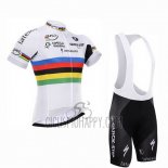 UCI Mondo Campione Lider Cycling Jersey Bib Short 2016 Men Short Sleeve Quick Step White