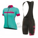 ALE Excel Riviera Cycling Jersey Bib Short 2017 Women Short Sleeve Light Blue and Pink