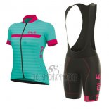 ALE Excel Riviera Cycling Jersey Bib Short 2017 Women Short Sleeve Light Blue and Pink