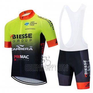Biesse Carrera Cycling Jersey Bib Short 2020 Men Short Sleeve Green Black