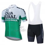 Caja Rural Cycling Jersey Bib Short 2021 Men Short Sleeve White Green