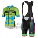 Cannondale Cycling Jersey Bib Short 2017 Men Short Sleeve Green and Blue