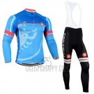 Castelli Cycling Jersey Bib Tight 2014 Men Long Sleeve Red Sky Blue