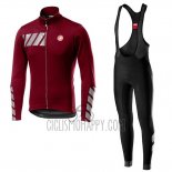 Castelli Raddoppia 2 Cycling Jersey Bib Tight 2019 Men Long Sleeve Red Silver