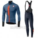 Castelli TRAS Cycling Jersey Bib Tight 2019 Men Long Sleeve Blue Orange