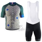 Craft Cycling Jersey Bib Short 2017 Men Short Sleeve Monuments Silver and Green