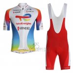 Direct Energie Cycling Jersey Bib Short 2021 Men Short Sleeve White Red Yellow Blue