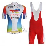 Direct Energie Cycling Jersey Bib Short 2021 Men Short Sleeve White Red Yellow Blue