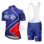 FDJ Cycling Jersey Bib Short 2018 Short Sleeve Blue