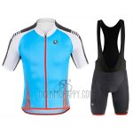 Giordana Sahara Cycling Jersey Bib Short 2017 Men Short Sleeve White and Sky Blue