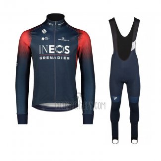 INEOS Grenadiers Cycling Jersey Bib Tight 2023 Long Sleeve Black Red