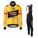 Jumbo Visma Cycling Jersey Bib Tight 2023 Long Sleeve Black Yellow