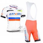Katusha Cycling Jersey Bib Short 2015 Short Sleeve White
