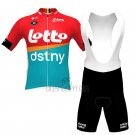 Lotto Dstny Cycling Jersey Bib Short 2023 Short Sleeve Red Sky Blue2