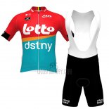 Lotto Dstny Cycling Jersey Bib Short 2023 Short Sleeve Red Sky Blue2