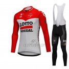 Lotto Soudal Cycling Jersey Bib Tight 2018 Long Sleeve White and Red
