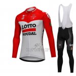 Lotto Soudal Cycling Jersey Bib Tight 2018 Long Sleeve White and Red