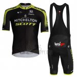 Mitchelton-Scott Cycling Jersey Bib Short 2020 Short Sleeve Black Yellow