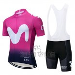 Movistar Cycling Jersey Bib Short 2019 Short Sleeve Black Pink