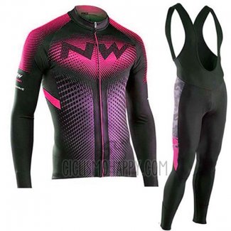 Northwave Cycling Jersey Bib Tight 2019 Men Long Sleeve Black Pink