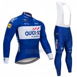 Quick Step Floor Cycling Jersey Bib Tight 2018 Long Sleeve Quick Step Floors Blue and White